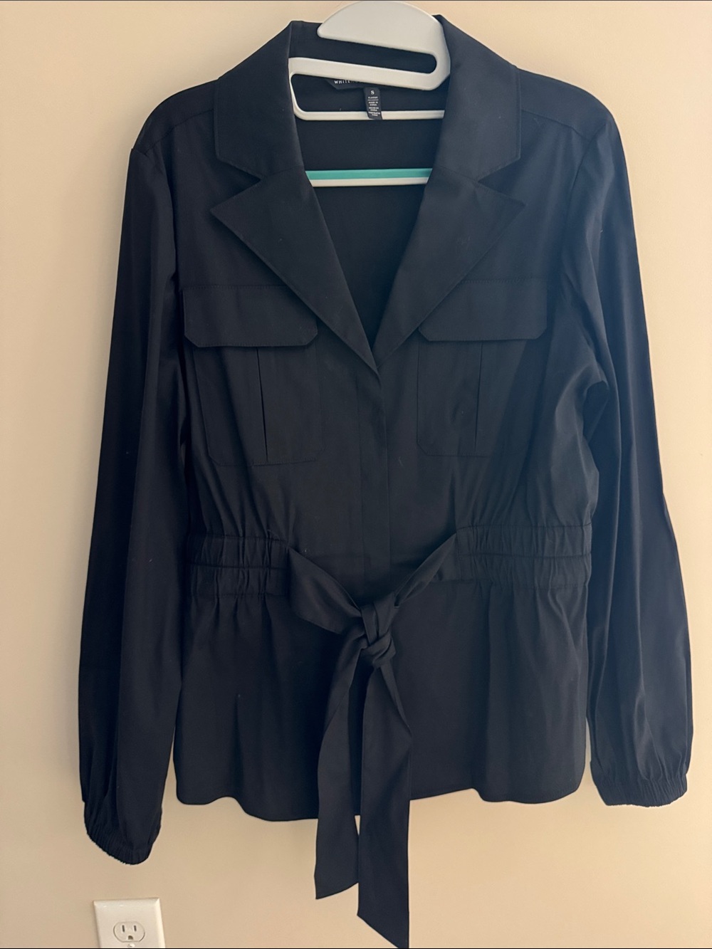 White House Black Market Black Tie-Waist  Shirt